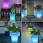 Pot de fleurs lumineux  led - vingvo - tanche - rechargeable usb