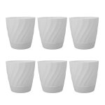 Pot de fleur en plastique - salutuya - blanc - rond - non perc - 6 pices