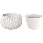 Pot de fleurs - prosperplast - rond - plastique blanc - 239 x 239 x 161 cm - réservoir deau Pot de fleurs - prosperplast - rond - plastique blanc - 239 x 239 x 161 cm - réservoir deau
