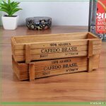 Pot de fleurs rectangulaire en bois - v geby - marron - petite taille compacte