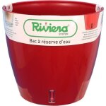 Pot de fleurs avec r�serve deau - riviera - eva new rond - � 36 x h 33 cm - rouge