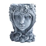 Pot de fleur - homyl - vase visage - r�sine - 13x21 cm - d�coratif gris