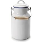 Pot � lait �maill� - ibili - 1 litre - acier �maill� - couvercle en bois - dimensions 10x21 cm