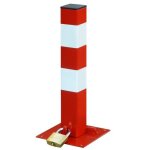 Poteau de parking - outifrance - 8842010 - rouge - verrouillage par cadenas