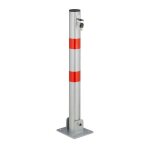 Relaxdays poteau stationnement rabattable acier arrt parking hxlxp: 65 x 15 x 13 cm  bandes argent ...