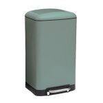 5five - poubelle de cuisine ariane 30l en m�tal vert - seau amovible et poign�e arri�re - fermeture silencieus ...