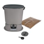 Poubelle composteur bokashi essential 15. 3l - skaza - inclut 1kg dactivateur - gris