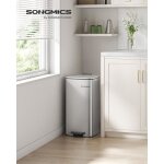 Poubelle de cuisine 30 l avec seau int�rieur fermeture douce et maintien en ouverture argent m�tallique ...