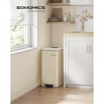 Songmics poubelle de cuisine 30 l poubelle � p�dale en acier avec seau int�rieur fermeture douce et maintien ...
