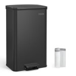 Poubelle de cuisine 40l grandavec couvercle en aciernoir