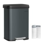 Poubelle de cuisine 50 l avec couvercle grande et haute gris anthracite et noir