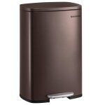 Poubelle cuisine 50l fermeture en douceur avec p�dale en acier seau int�rieur marron
