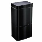 Poubelle de cuisine tri s�lectif narvik noir acier inoxydable 75l