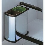 Poubelle de cuisine encastrable sous �vier 2 bacs 16l hailo as duo coloris - argent / noir