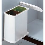 Poubelle de cuisine encastrable sous �vier 2 bacs 16l hailo as duo coloris - blanc