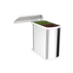 Poubelle de cuisine encastrable sous �vier 2 bacs 16l hailo as duo coloris - inox / blanc