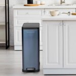 Poubelle de cuisine zack aspect mtal fermeture automatique bleu mtallique 15 l