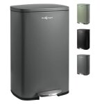 Poubelle  pdale - maxcraft - avec couvercle 50 litres en gris - acier - seau intrieur et couvercle ...