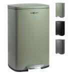 Poubelle � p�dale - maxcraft - avec couvercle 50 litres en vert - acier - seau int�rieur et couvercle ...