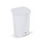 Poubelle plastique blanche 50 l avec couvercle a pdale prodifa