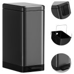 Poubelle rectangulaire à pédale 15l - fermeture douce - aspect métal - pour cuisine bureausalle de bain ... Poubelle rectangulaire à pédale 15l - fermeture douce - aspect métal - pour cuisine bureausalle de bain ...