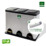 Poubelle de recyclage brandon systme de sparation 3 divisions rouleau de sacs poubelle inclus 24 litres ...