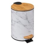 Poubelle soft close m�tal 3l lea blanc effet marbre - 5 five simply smart