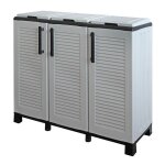 Poubelles de tri selectif 3 sacs armoire recyclage gris clair 102 x 37 x 90 cm poubelle de tri 3 portes ...