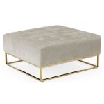 Pouf carr en tissu beige - paris prix - lakota - 90cm