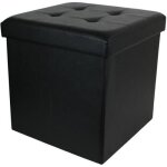 Pouf coffre pliable capitonn� cesaro 37cm noir