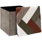 Pouf coffre pliable patchwork c�tel� scott ? coffre pouf 38x38 cm