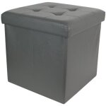 Pouf & coffre de rangement home factory 38cm gris