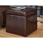 Pouf coffre de rangement serafino en simili - chocolat
