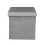 Pouf & coffre de rangement vintage - paris prix - giulia 38cm gris - polyester & tissu