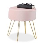 Relaxdays pouf coiffeuse rond élégant pieds dorés en métal moderne tabouret velours hxd: 40x40 cm rose ... Relaxdays pouf coiffeuse rond élégant pieds dorés en métal moderne tabouret velours hxd: 40x40 cm rose ...