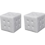 Pouf cube capitonn blanc - vidaxl - lot de 2 - simili - style scandinave moderne - 30x30x30cm