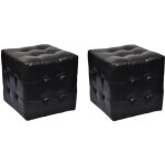 Pouf cube capitonn noir - vidaxl - lot de 2 - simili cuir - style scandinave moderne