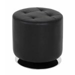 Pouf design rond noir - paris prix - martha - simili cuir - intrieur - 1 personne