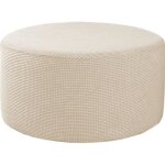 Housse de repose - pieds extensible pour pouf rond - homyl - beige - polyester