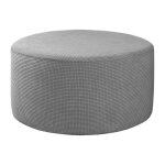 Housse de pouf - homyl - rond - gris - polyester - extensible - amovible