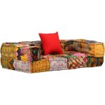 Vidaxl pouf modulaire  2 places patchwork tissu
