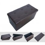 Pouf ottoman banc pliant en simili - cuir marron - 76 x 38 x 38 cm - charge maximale 150 kg