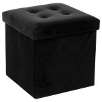 Pouf pliant lysandre velours noir - atmosphera createur dinterieur