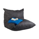 Relaxdays pouf poire xxl coussin de sol fauteuil de salon dossier aspect velours adulte 535 litres anthracite ...