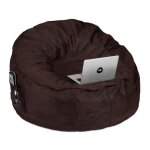 Relaxdays pouf poire format xxl aspect cuir avec remplissage en mousse 2 poches latrales pour adulte ...