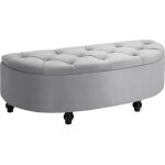 Homcom - banc de rangement - velours (100 % polyester) - 120x46x42cm - gris clair