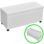 Pouf de rangement en cuir synthtique blanc - vidaxl - contemporain - design - 875 x 36 x 41 cm