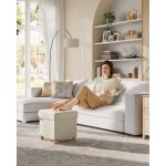 Pouf de rangement pliable 38 x 38 x 40 cm cube charge jusqu 300 kg pour salon chambre dortoir blanc ...