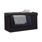 Relaxdays pouf de rangement pliant coffre repose - pieds hxlxp: 38 x 76 x 38 cm noir Relaxdays pouf de rangement pliant coffre repose - pieds hxlxp: 38 x 76 x 38 cm noir