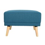 Miliboo - pouf repose - pieds scandinave en tissu bleu canard et bois clair ulla